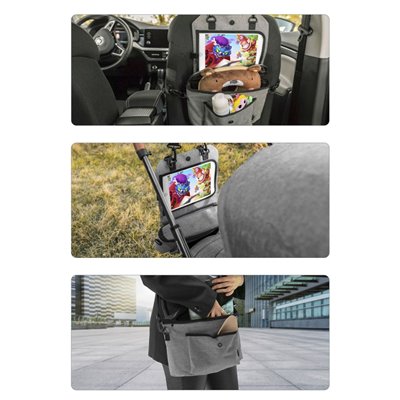 3-in-1 foldable car seat organizer - grey